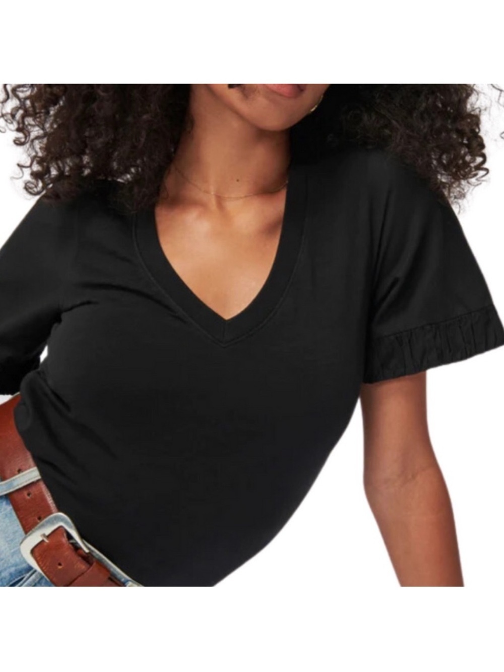 NATION LTD SEDONA TEE IN JET BLACK Anthropologie anthro cotton v-neck S